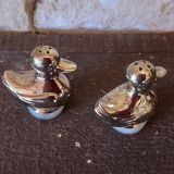 Vintage silver metal salt and pepper shaker