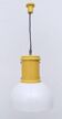 Industrial White Plexiglass and Yellow Varnished Aluminum Pendant, Italy