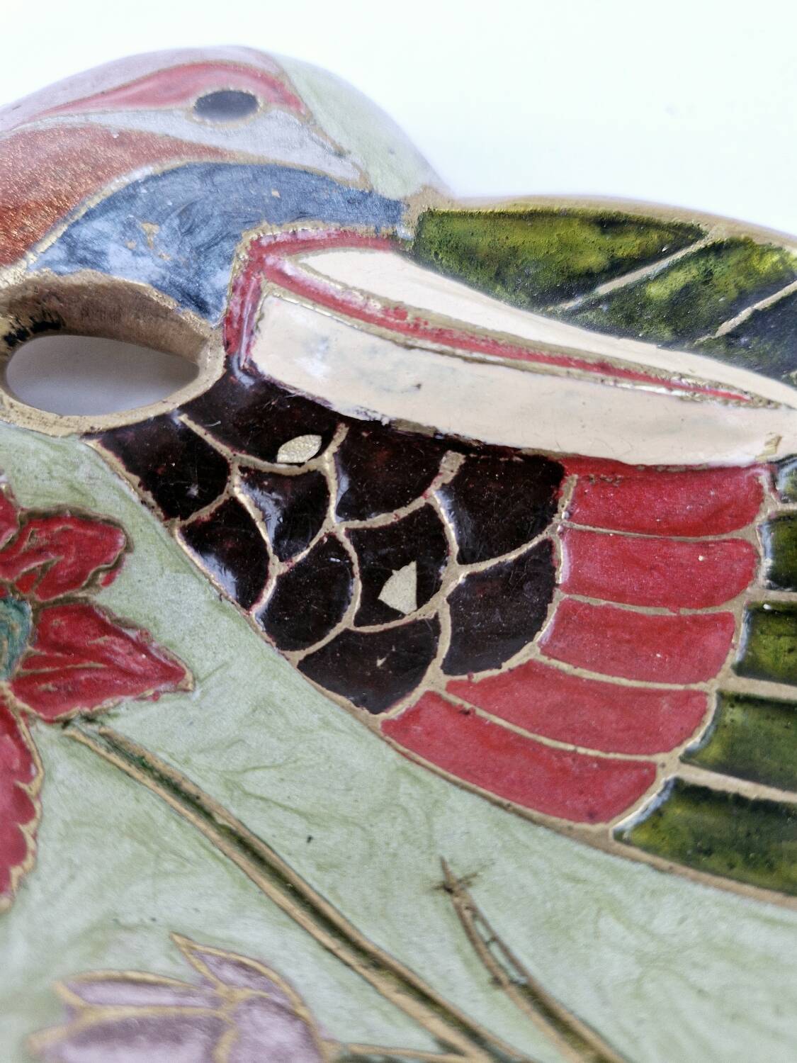 Pocket tray art deco ashtray enameled brass