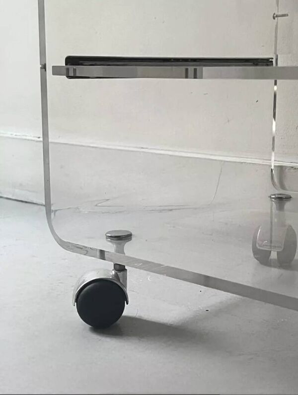 Desserte de bureau en plexiglas David Lange pour Roche Bobois, 1970