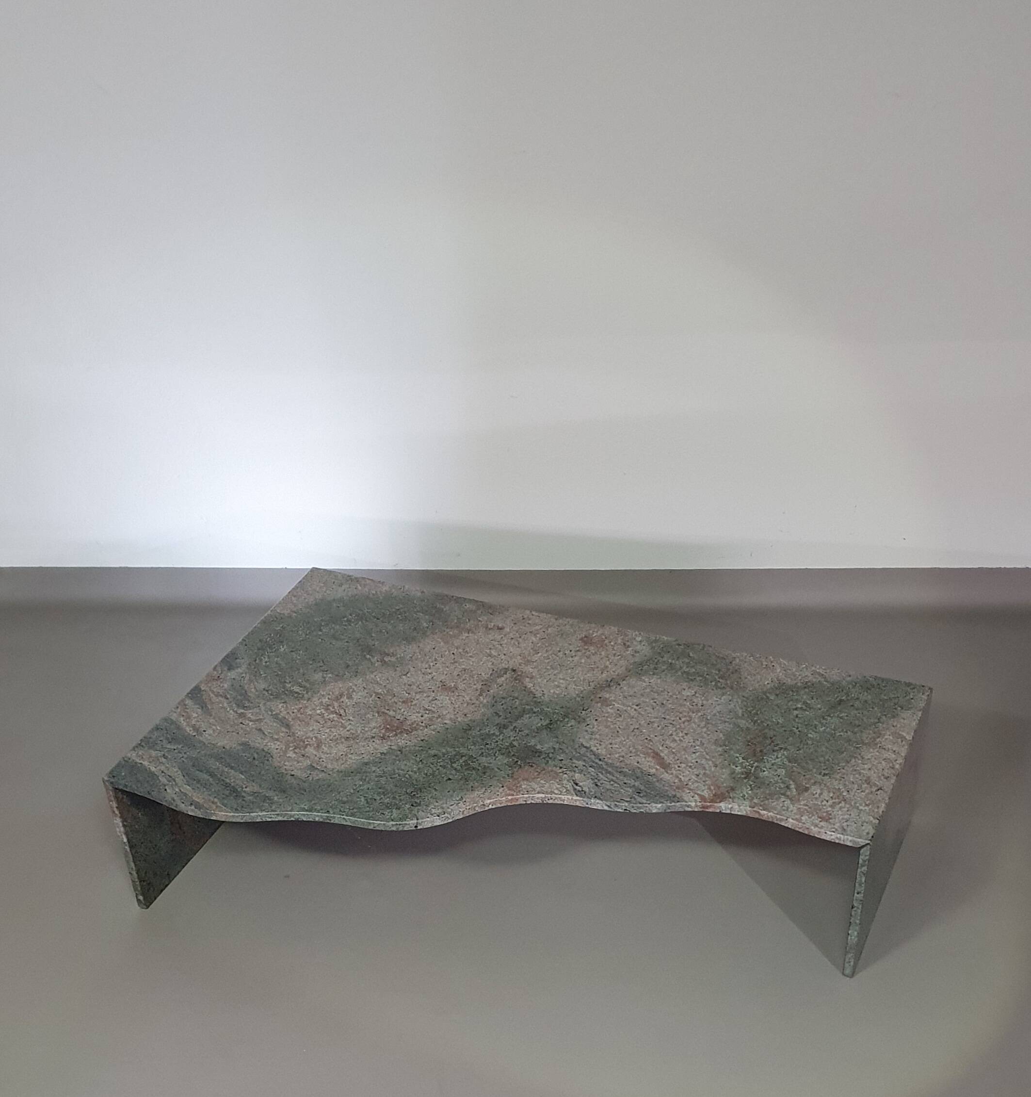 Free form granite coffee table graduated wavy front. Holland '70