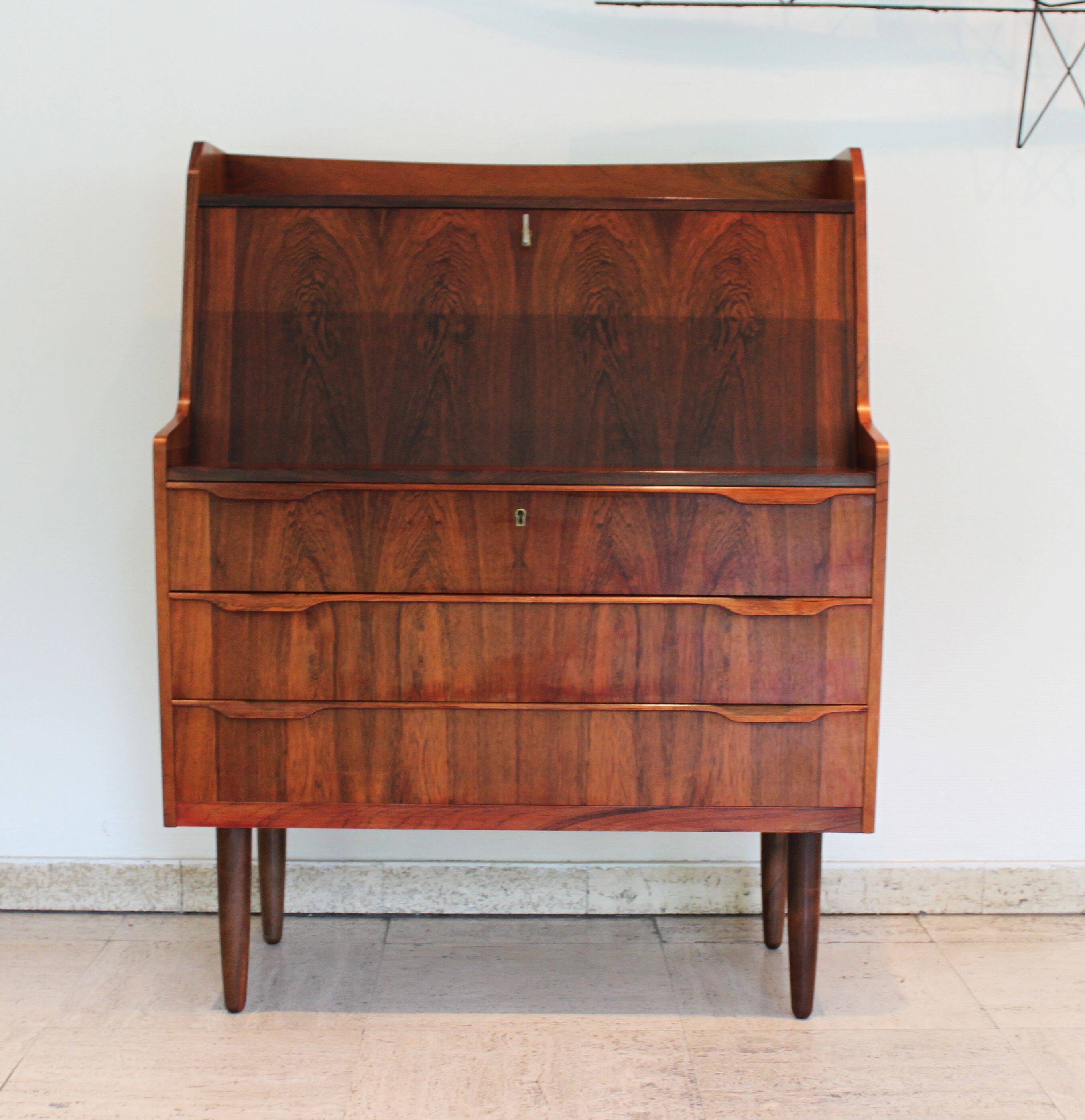 Scandinavian mahogany secretary, Norway, 1960.