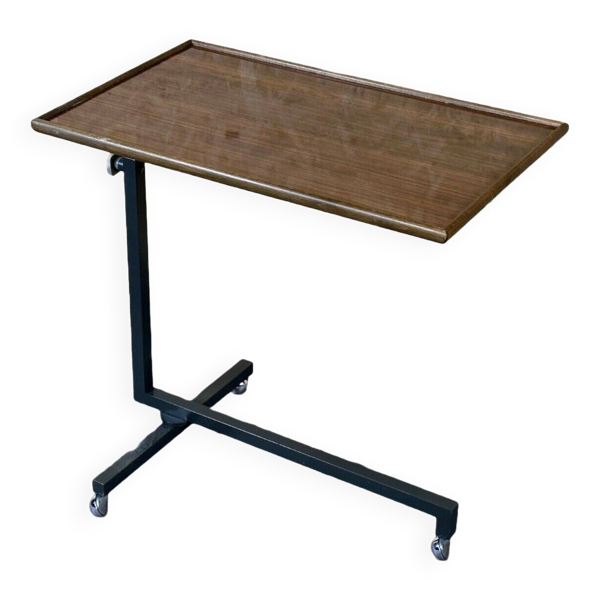Chariot de service des années 60 et 70, table d'appoint pour dinette, design marron de l'ère spatiale