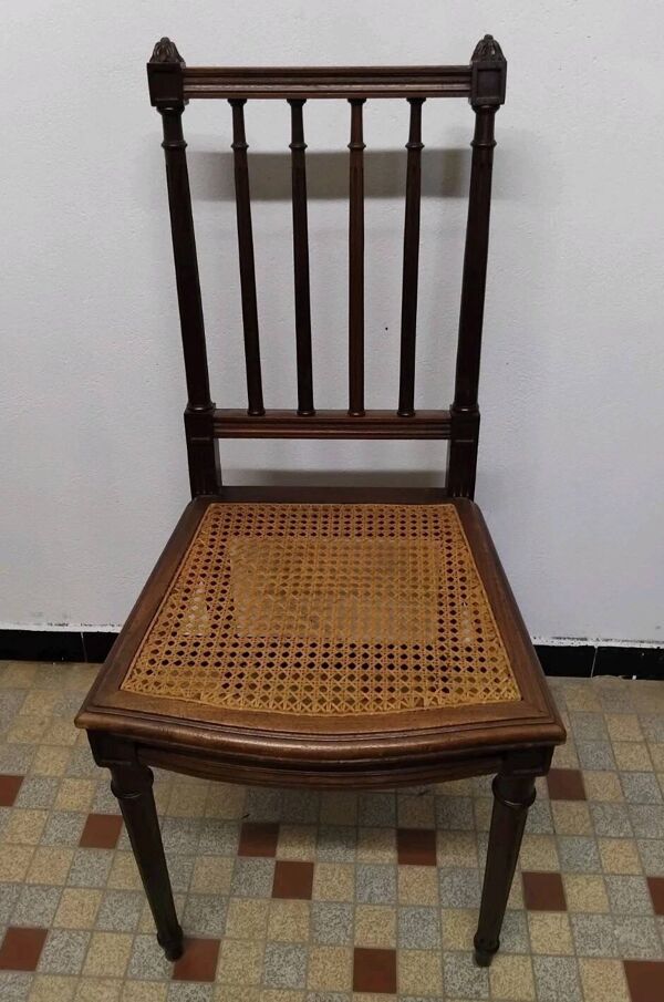 Ancienne Chaise Style Louis XVI Assise Cannée