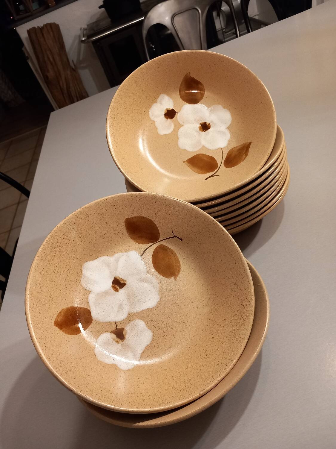 11 vintage stoneware soup plates