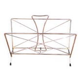Ancien porte-revues design en métal chromé