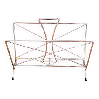 Vintage chrome metal magazine rack