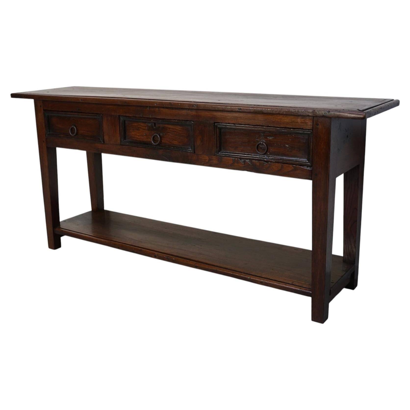Antique Spanish Rustic Chestnut Side Table/Console, 18th Century
