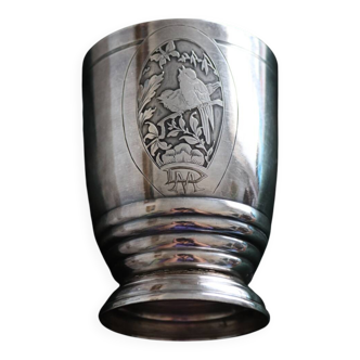 Antique silver-plated timbale with Art Nouveau decoration