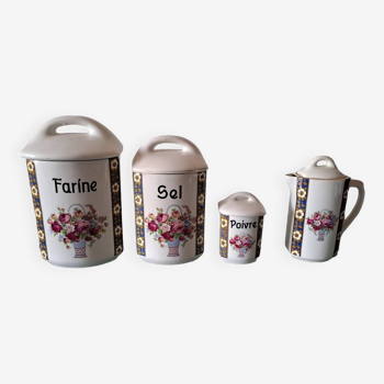 Set of 4 floral pattern porcelain pots