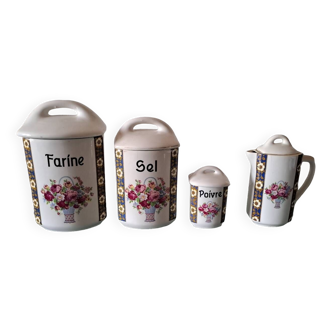 Lot de 4 pots en porcelaine motif floral