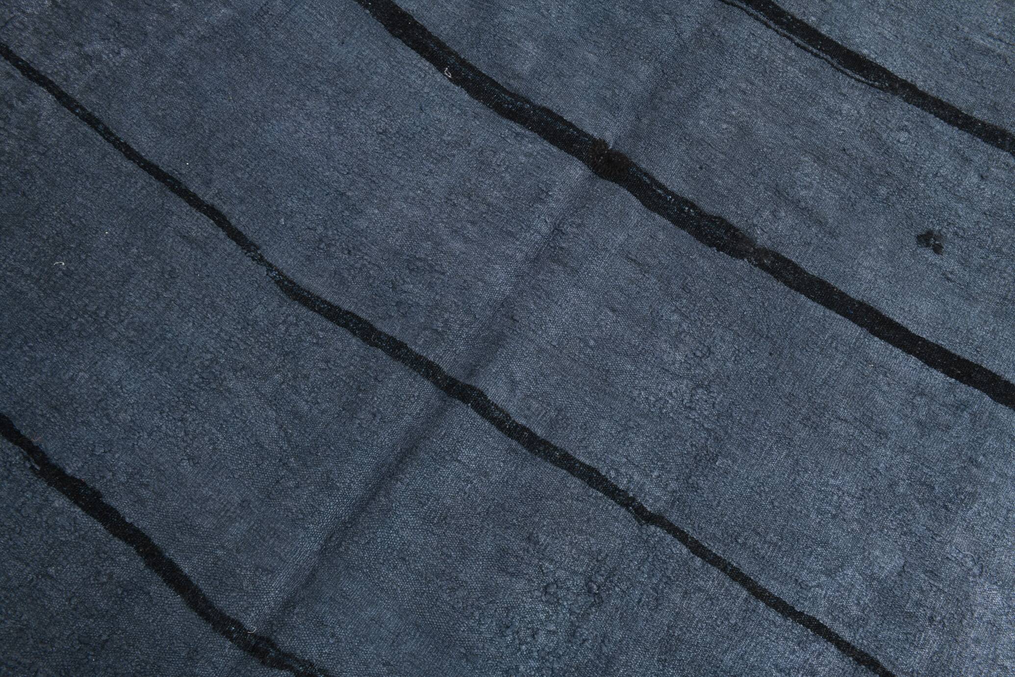 Blue & Black Ethnic Vintage Kilim Rug, 174x204Cm