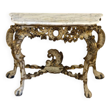 Painted and gilded wooden console, Italy, 18th century.
