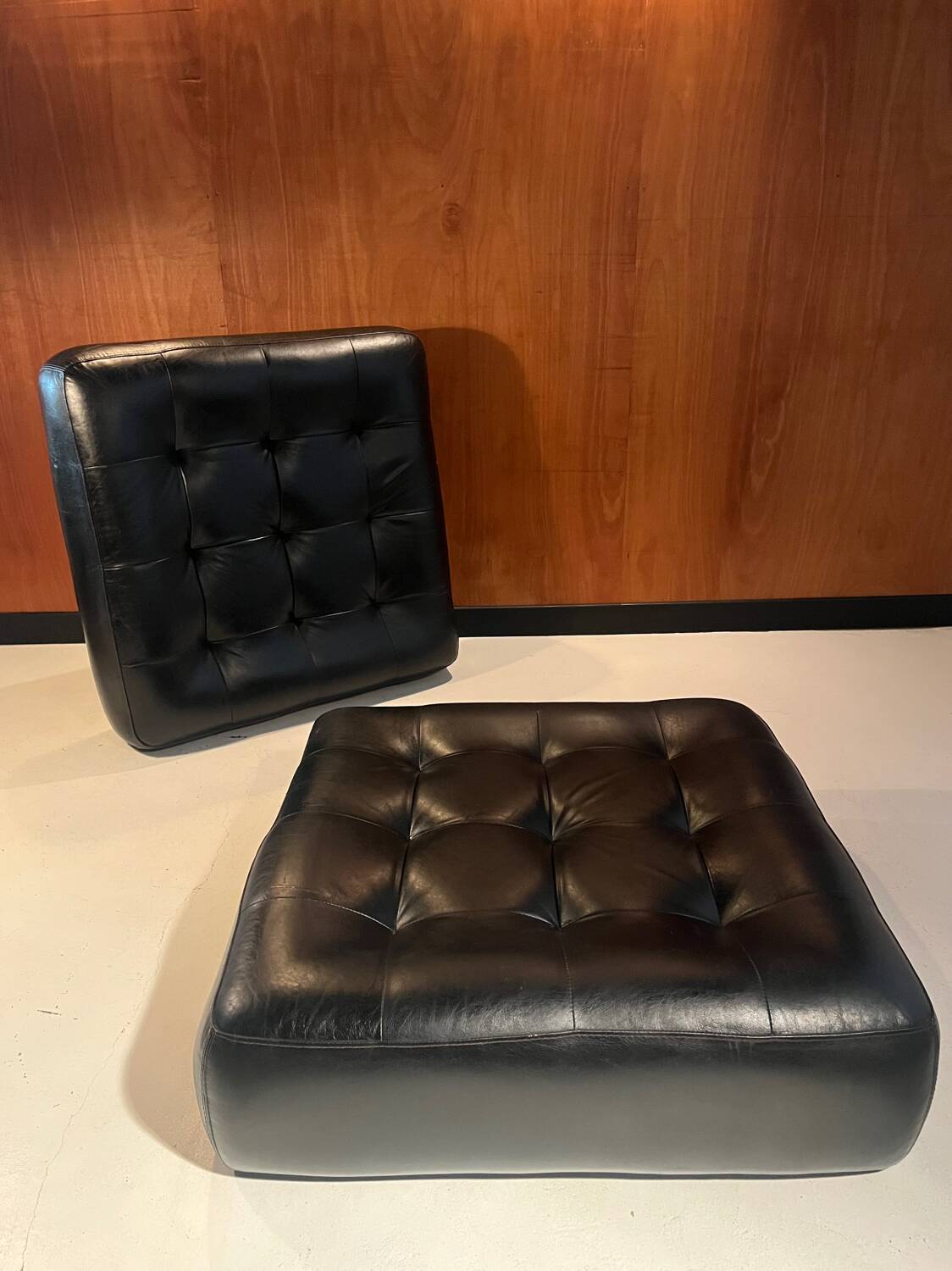 Leather poufs from Roche Bobois around 2000.
