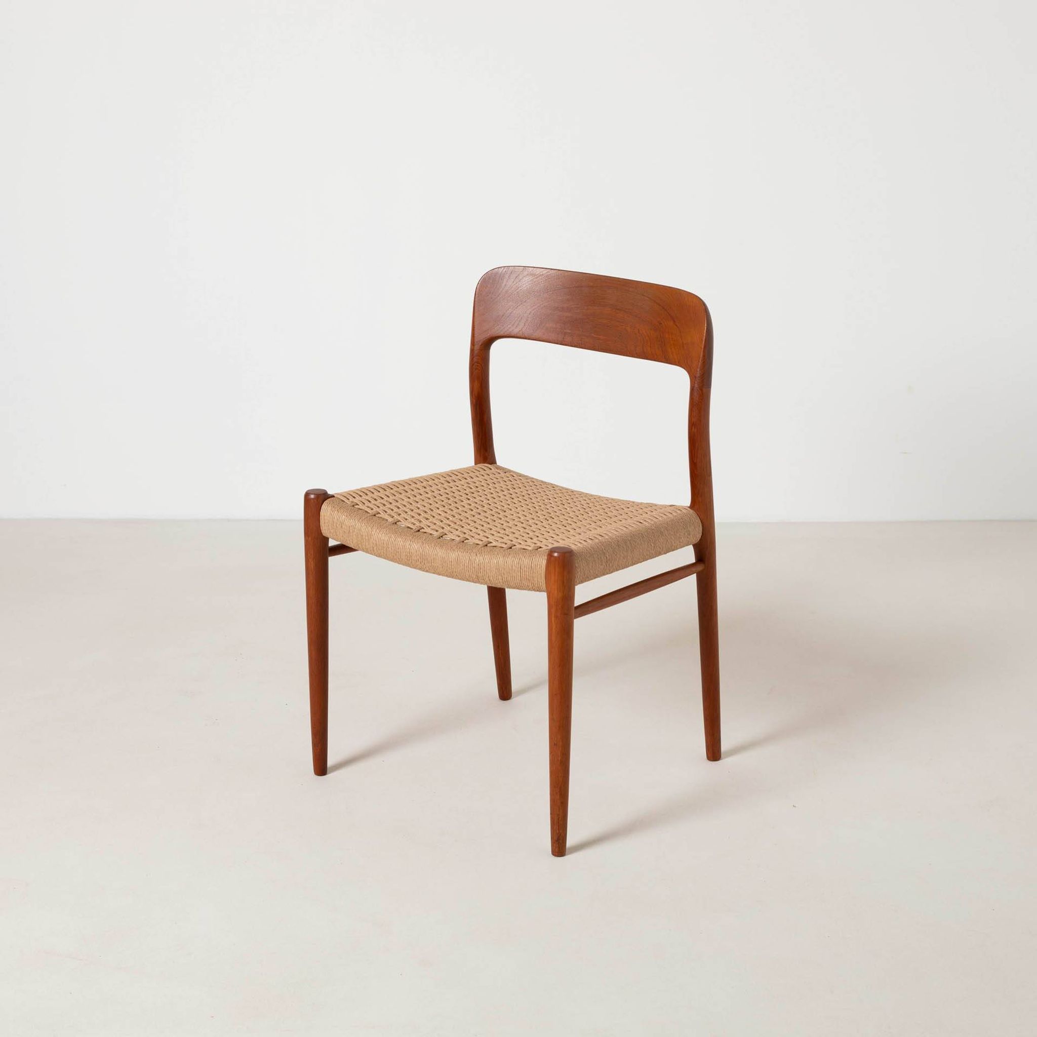 Set of 4 teak dining chairs by Niels Otto Moller, model 75, Denmark, 1960s.
