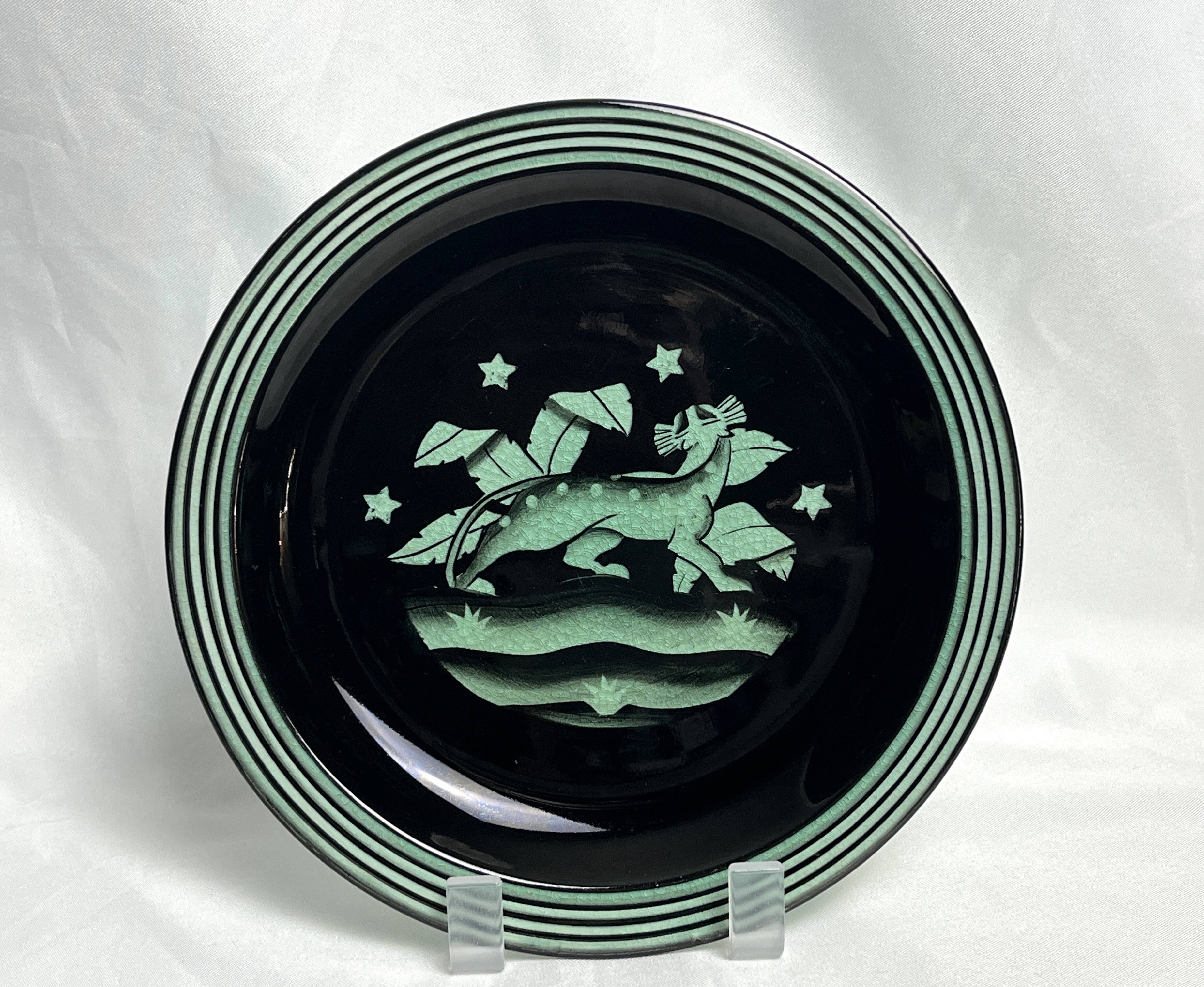 Collection, Art Deco Panther plate by Ilse Claesson, Sweden, early 20th century