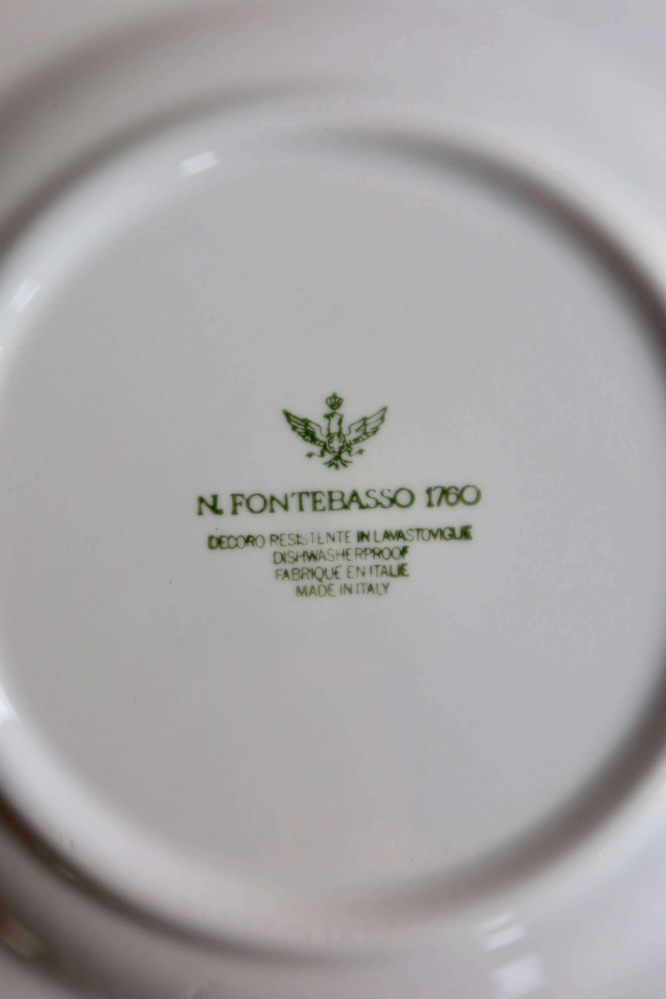 6 vintage porcelain dessert plates Fontebasso - Red polka dot design