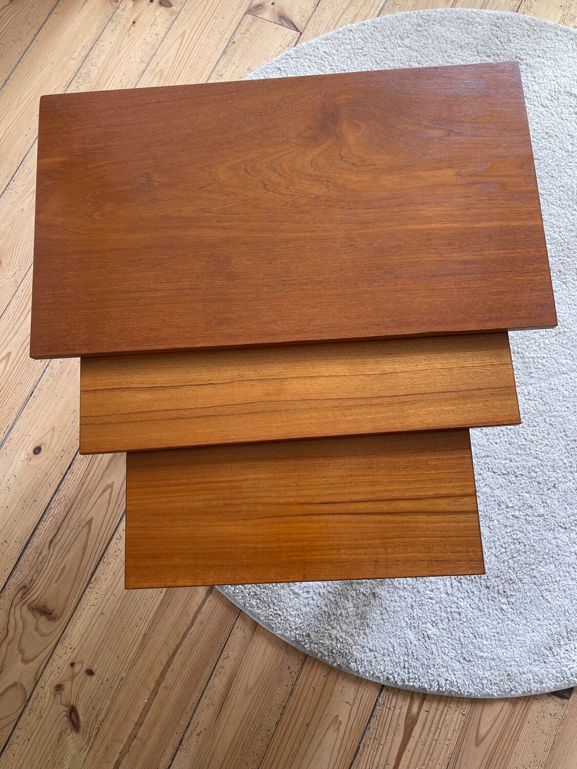 Scandinavian nesting tables in teak