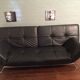 Sofa bed "Smala" vintage black leather adjustable by Pascal Mourgue for Ligne Roset