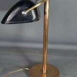 Old desk lamp called banker enamelled iron, brass and cast iron SB