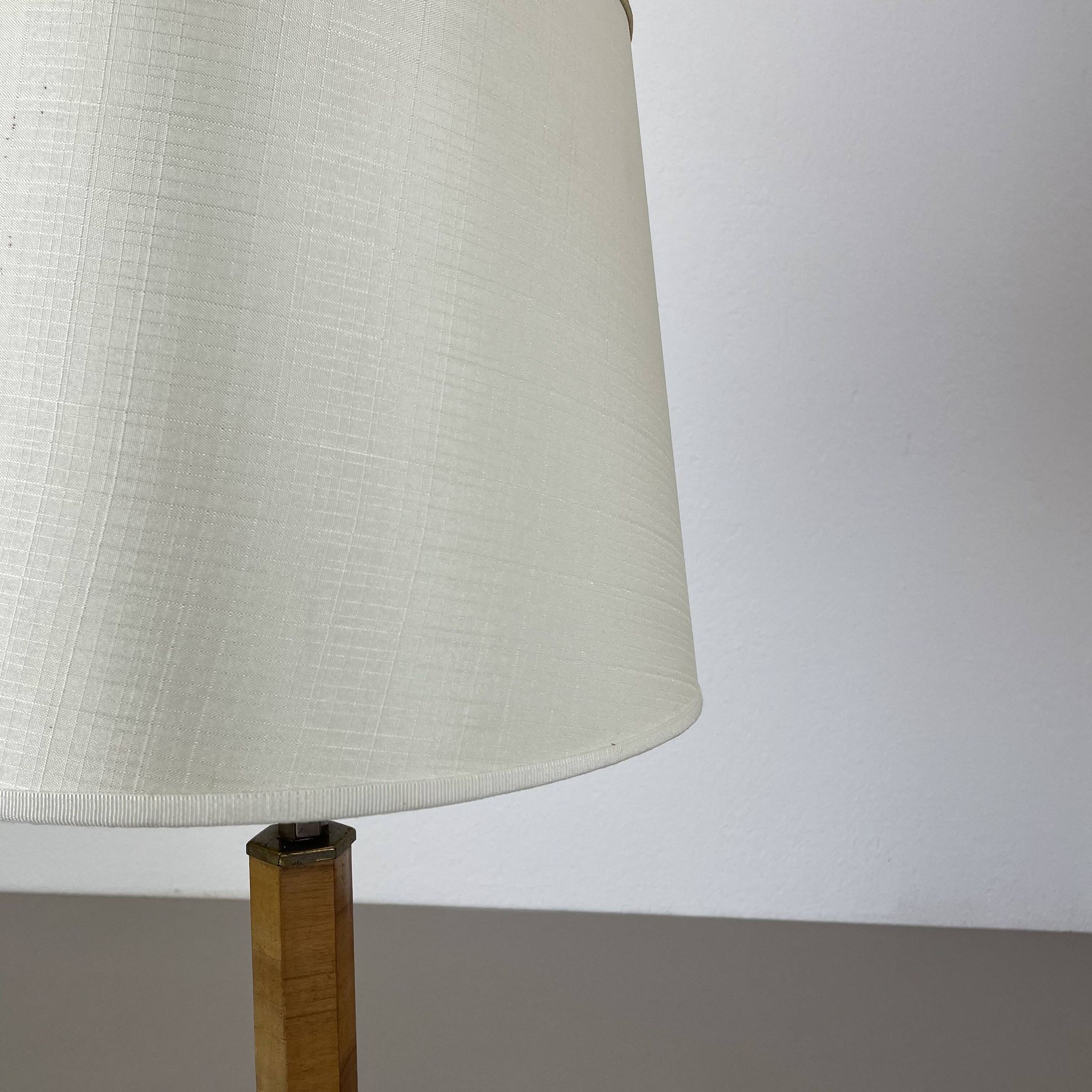 lampe de table Art déco unique en laiton et bois, Allemagne années 1930