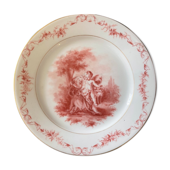 Assiette porcelaine de Paris fin XVIII décor d'enfants à la chasse