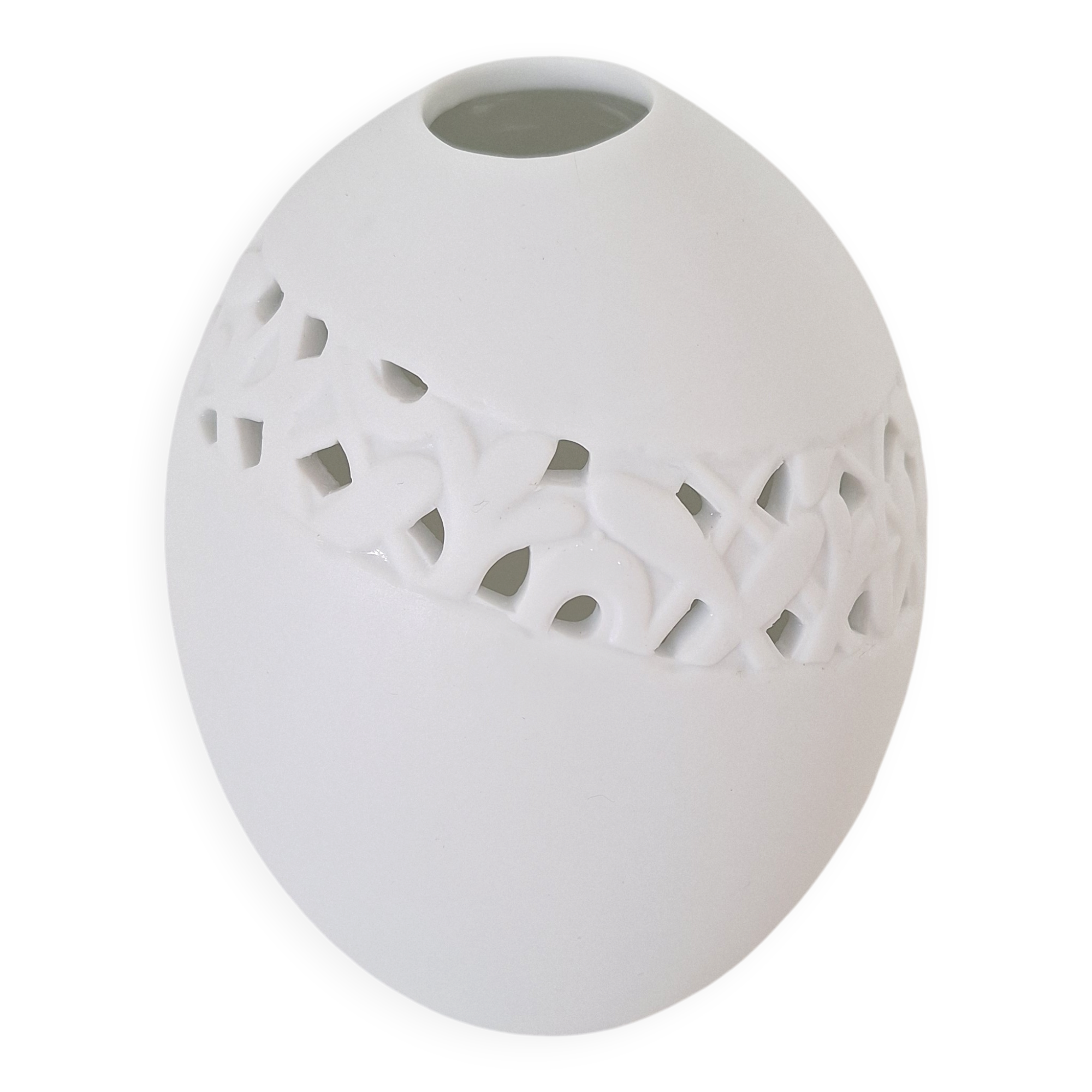 White porcelain egg vase