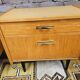 Pair of vintage 1970 blond wood bedside tables