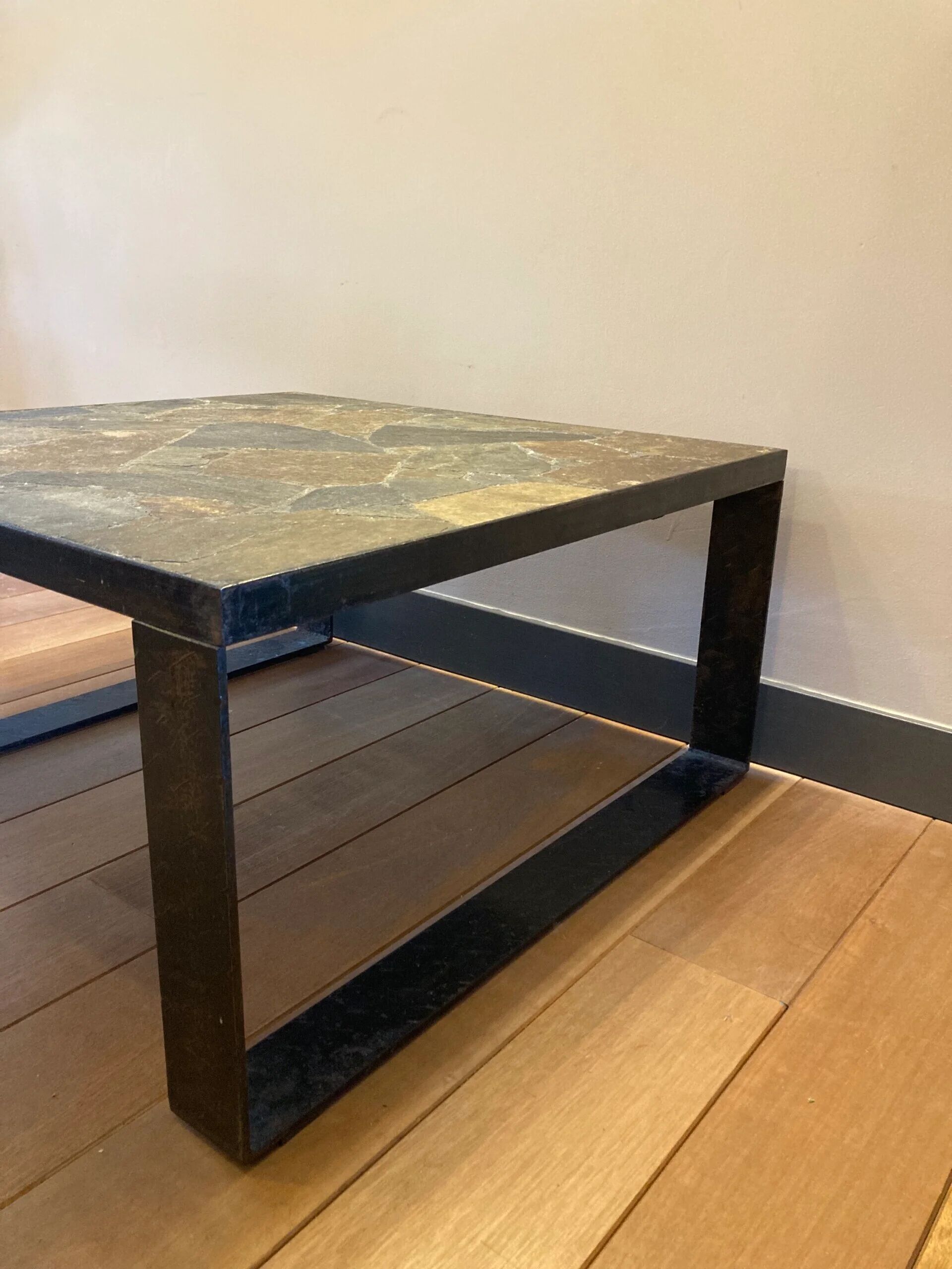 Vintage slate stone coffee table