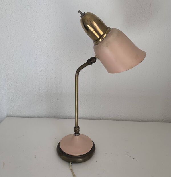 Lampe style cocotte rose et dorée, 1950