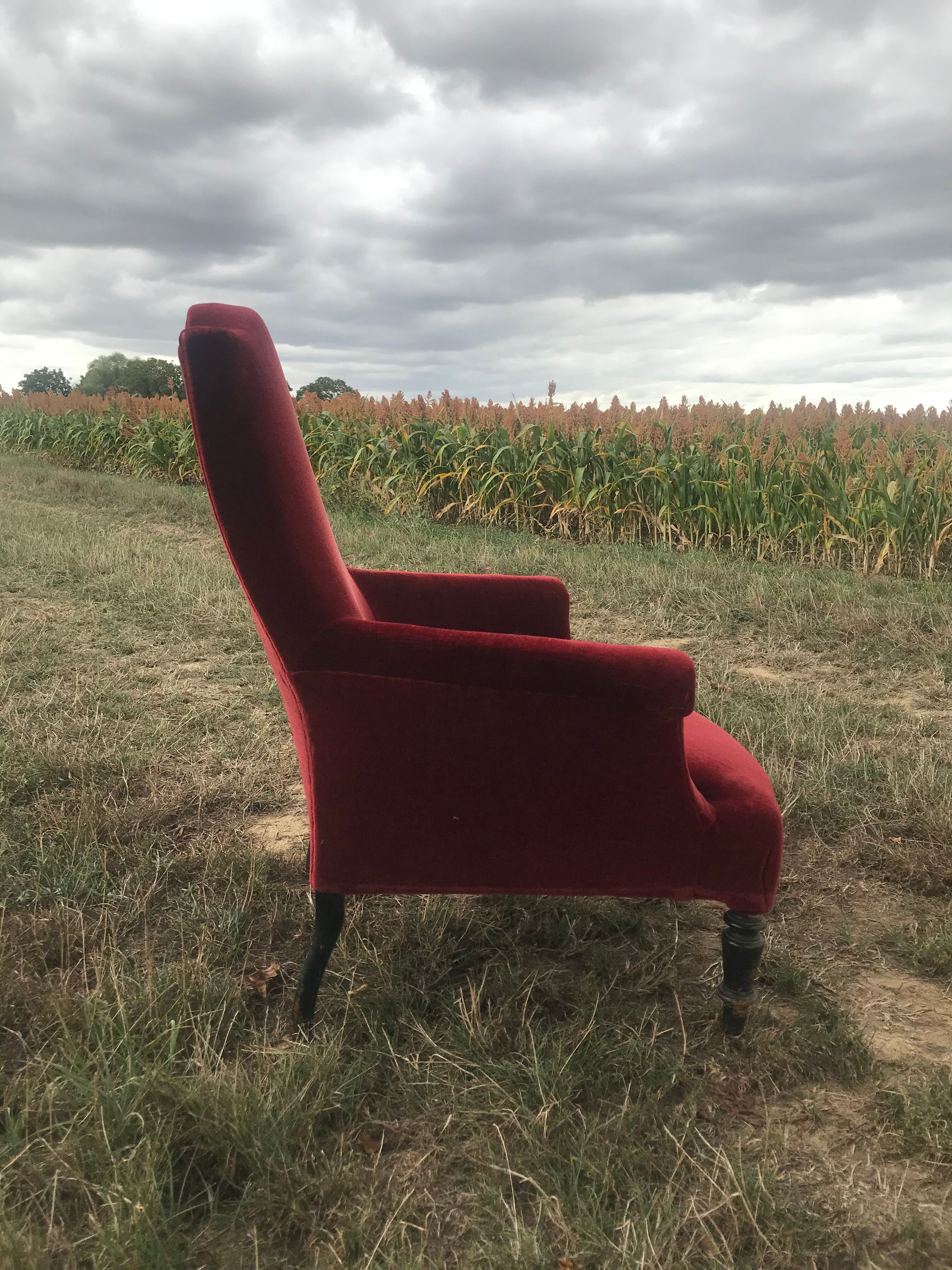Bordeaux velvet english armchair