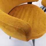 Paire de fauteuils italiens vintage en velours et métal noir des années 60