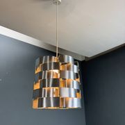 Max Sauze aluminum pendant lamp, mid-century modern, France, 1970s