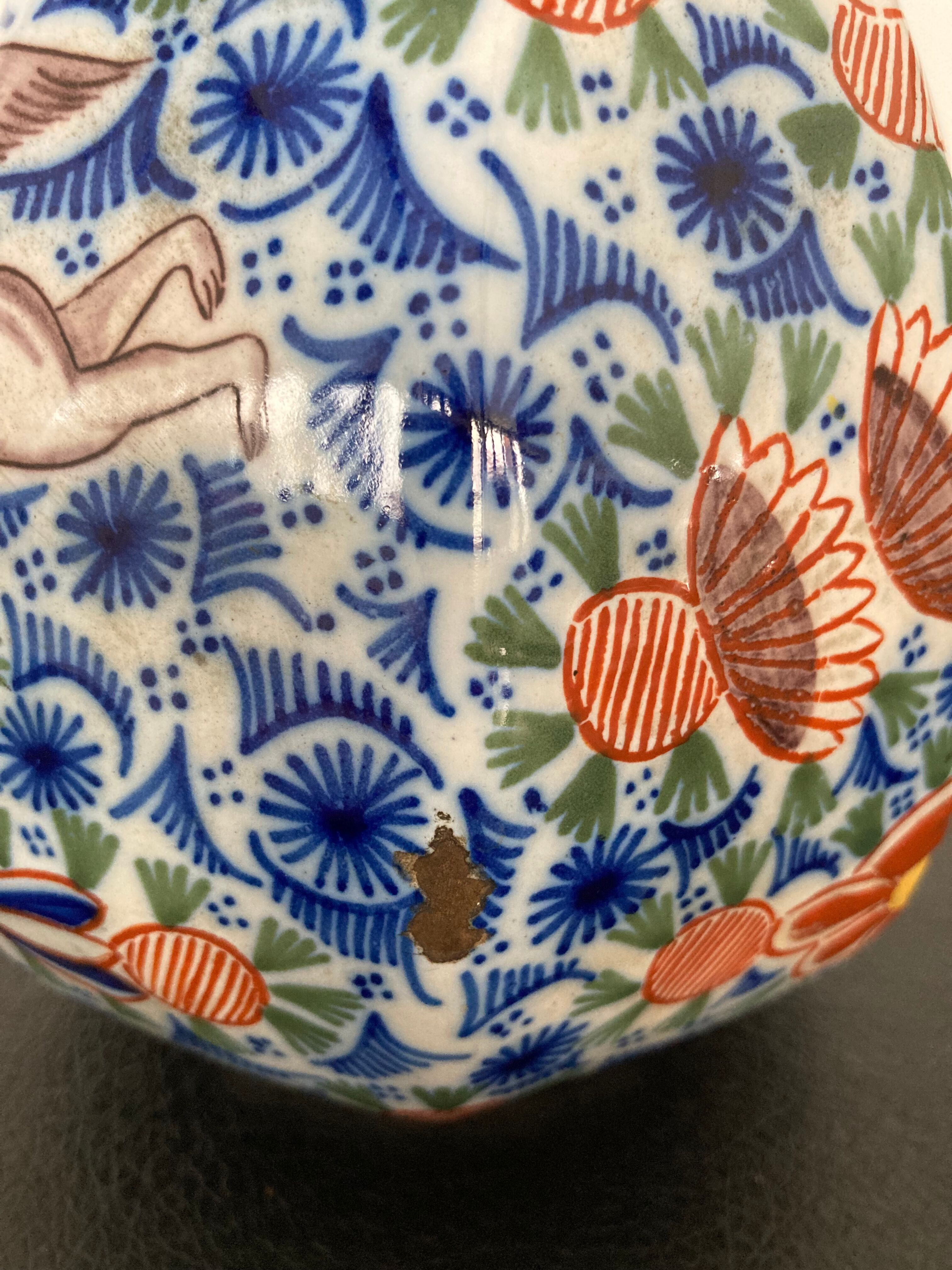 Polychrome vase eighteenth century in Delft earthenware