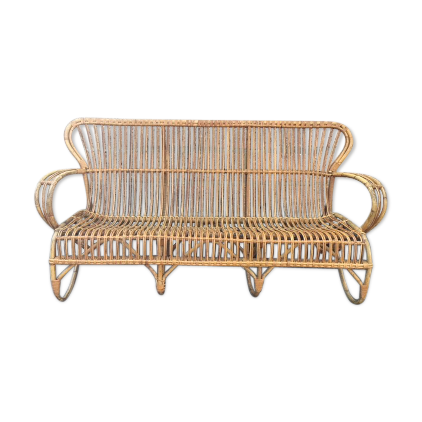 Vintage rattan bench