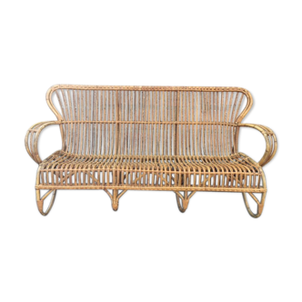 Vintage rattan bench