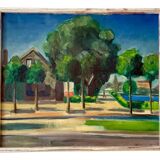 Unknown, Village Landscape, 1950, Oil, Framed