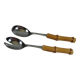 Vintage salad service Solingen in stainless steel and bamboo – Germany
