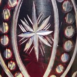 Bohemian/Czech Boho crystal vase, Burgundy red, vintage