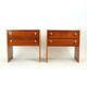 Set Of 2 Square Bedside Tables In Mahogany, Czechoslovakia 1970s