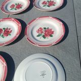 flat plates Digoin Sarreguemines Cibon – red roses decoration – vai
