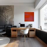 Soft Pink-Orange Art on 50x50cm frame by Bodasca