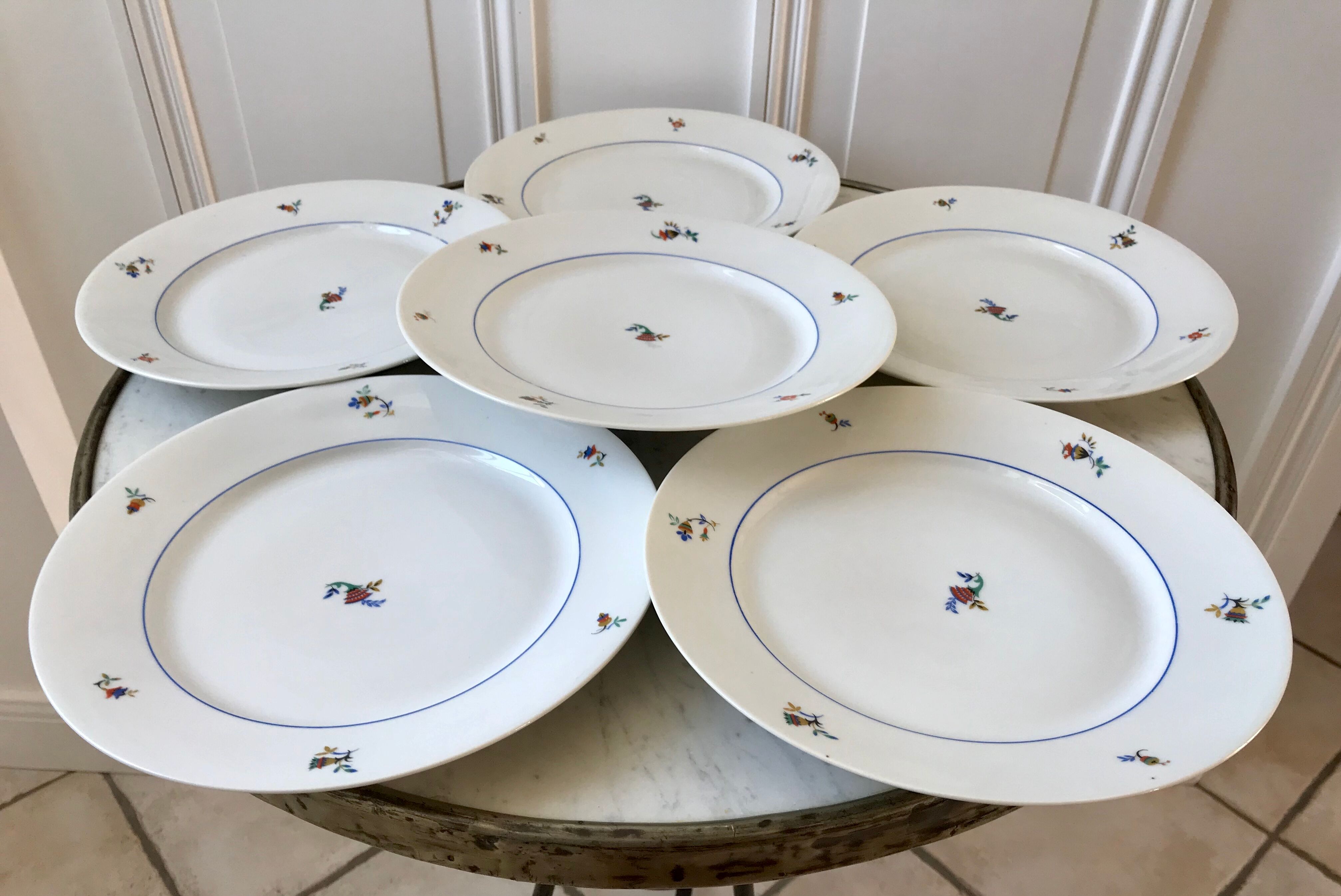 Set of 6 Czech flat plates made in France registered model 50s-60s