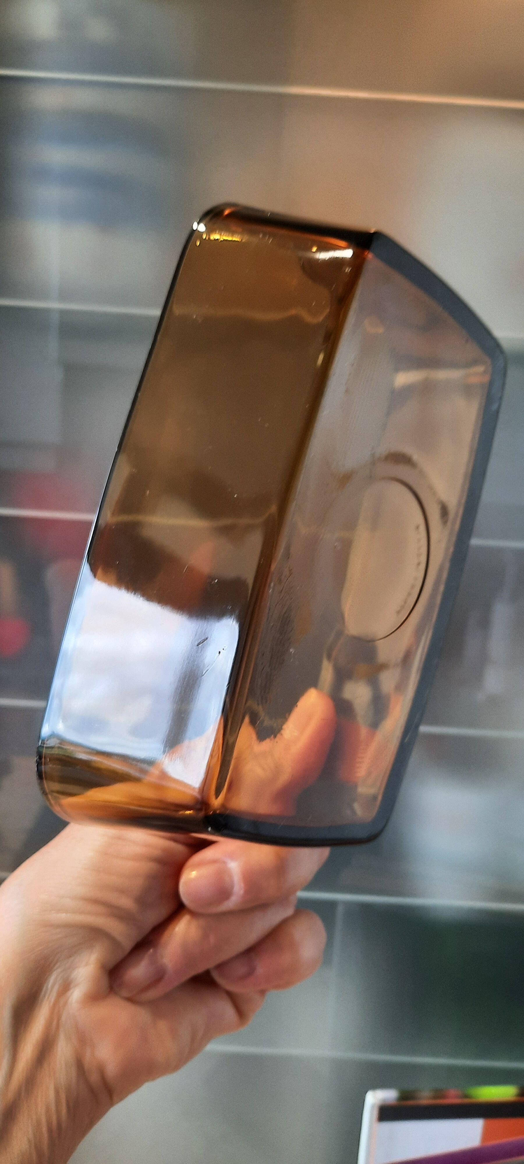Beurrier en verre marron fumé Arcopal vintage