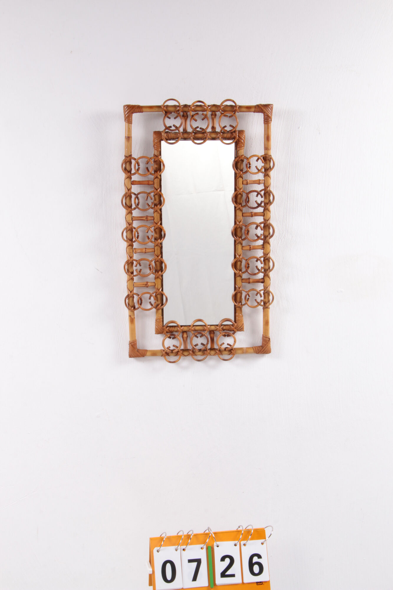 Bamboo with rattan french carved mirror rare beautiful, 1960