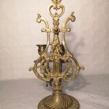 Pair of piano candlesticks in golden bronze 19th century
