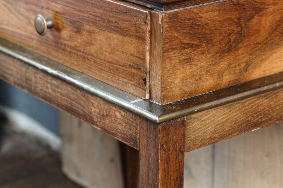 Bedside table, sofa tip - rosewood and brass plate