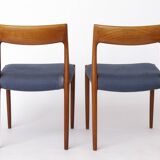 Pair Niels Møller Model 77 Teak Dining Chairs Danish Mid Century 1950s