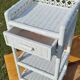 Vintage White Woven Rattan Bedside Table
