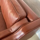 Vintage Danish mid-century Mogens Hansen 3-person cognac leather sofa